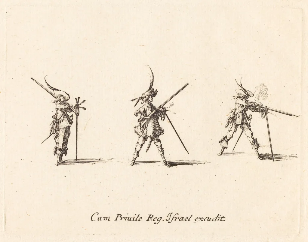 Firing the Musket, by Jacques Callot, ink, 1634