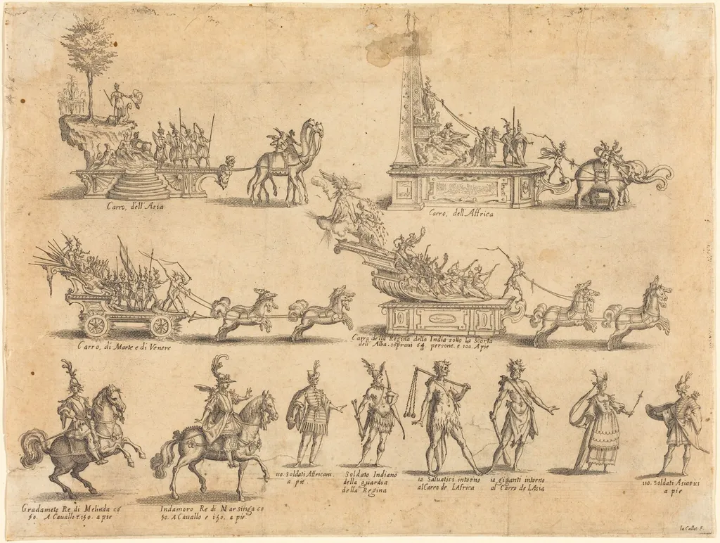 Floats and Participants, by Jacques Callot, ink, 1616
