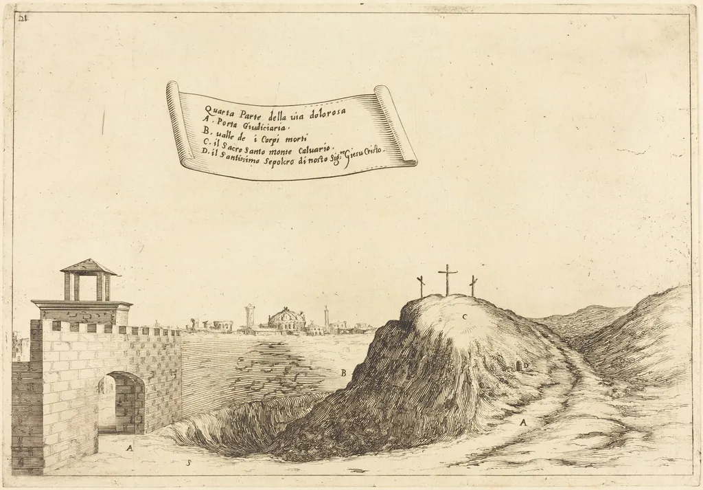 Four Parts of the Via Dolorosa, by Jacques Callot, ink, 1619