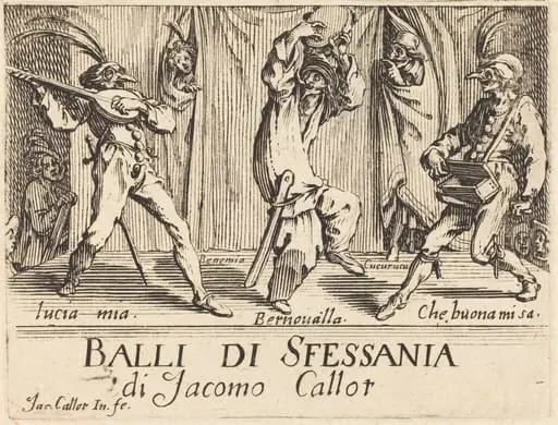Frontispiece for "Balli di Sfessania", by Jacques Callot