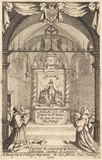 Frontispiece for the Miracles and Graces of Our Lady of "Bon-Secours-les-Nancy", by Jacques Callot