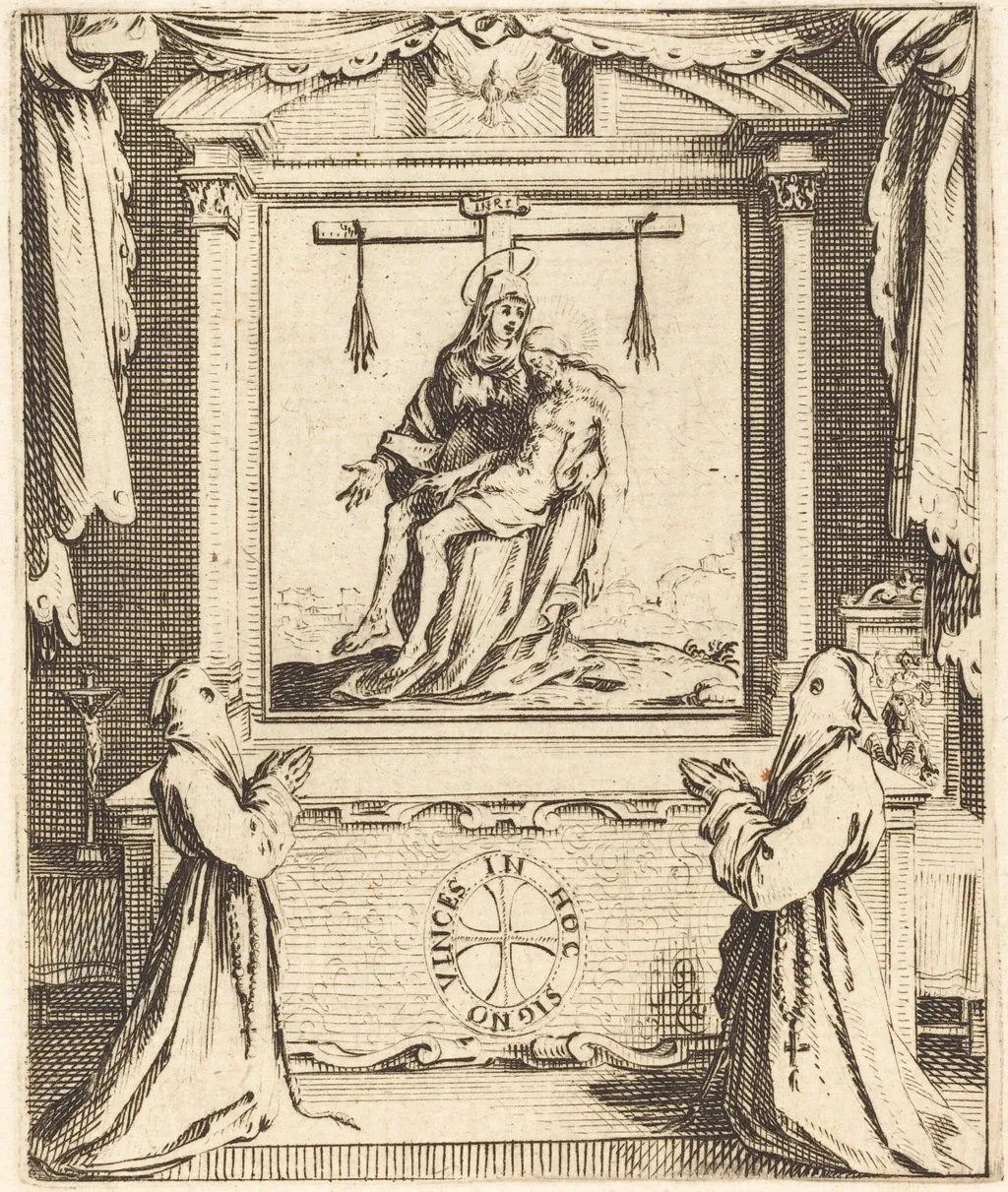 Frontispiece for The Order of the White Penitents at Nancy, by Jacques Callot, ink, 1634