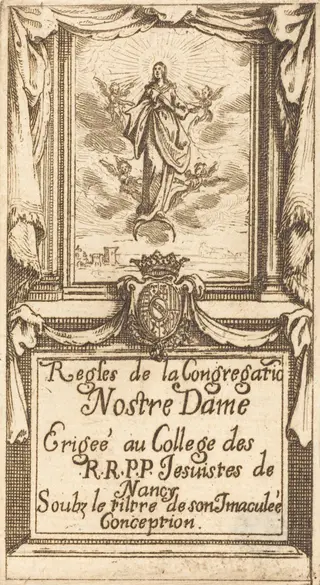 Frontispiece for The Rules of the Order of Our Lady, by Jacques Callot, 1633