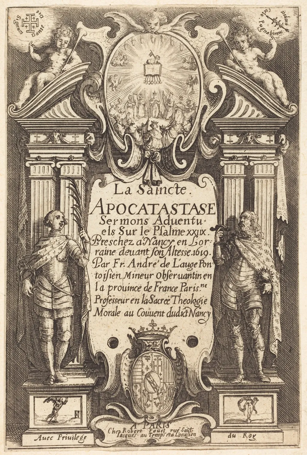 Frontispiece of the Holy Apocatastase, by Jacques Callot, ink, 1621