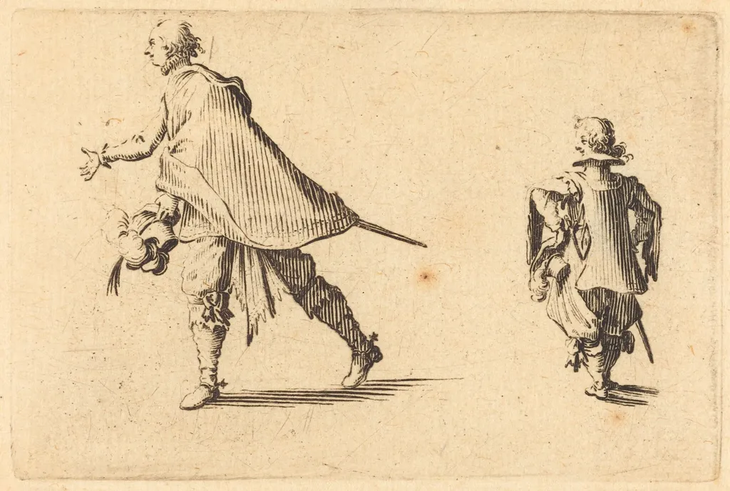 Gentleman and His Page, by Jacques Callot, ink, 1622
