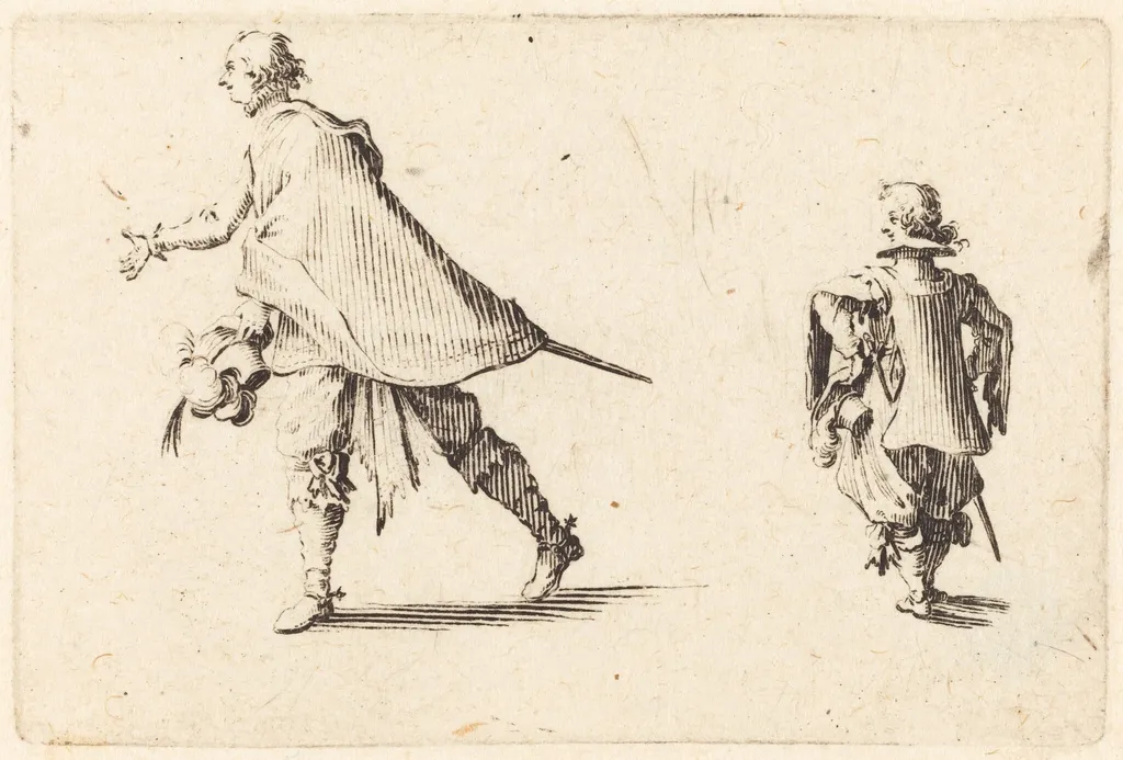 Gentleman and His Page, by Jacques Callot, ink, 1622