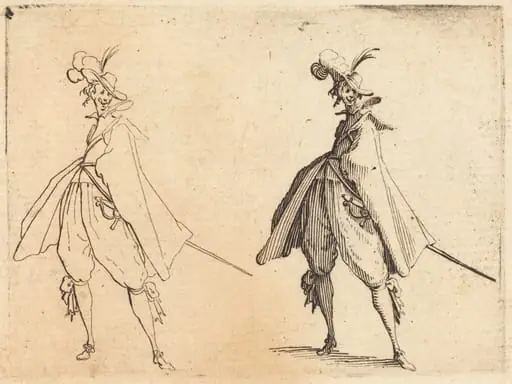 Gentleman in Large Mantle, Front View, by Jacques Callot