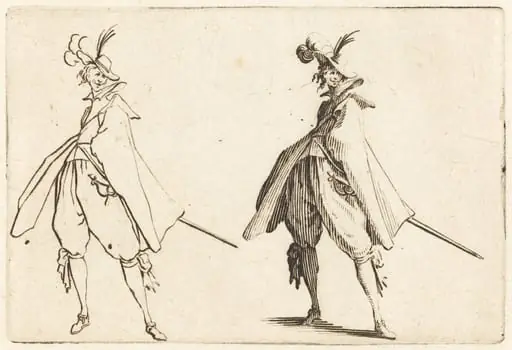 Gentleman in Large Mantle, Front View, by Jacques Callot