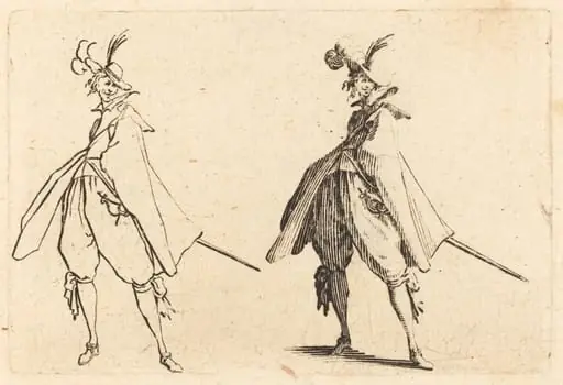 Gentleman in Large Mantle, Front View, by Jacques Callot
