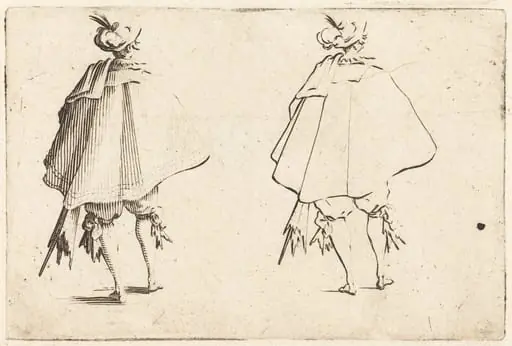 Gentleman in Large Mantle, Seen from Behind, by Jacques Callot