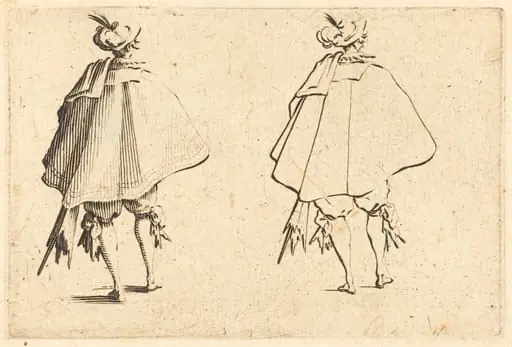 Gentleman in Large Mantle, Seen from Behind, by Jacques Callot