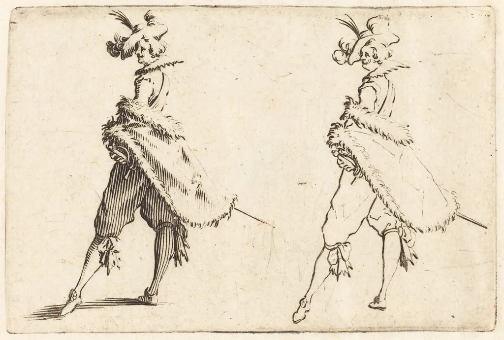 Gentleman Viewed from the Side, by Jacques Callot, ink, 1622