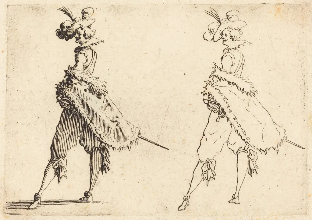Gentleman Viewed from the Side, by Jacques Callot, ink, 1617