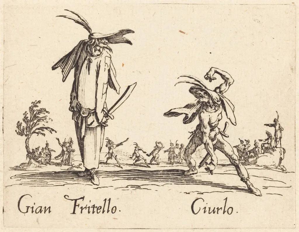 Gian Fritello and Ciurlo, by Jacques Callot, ink, 1622