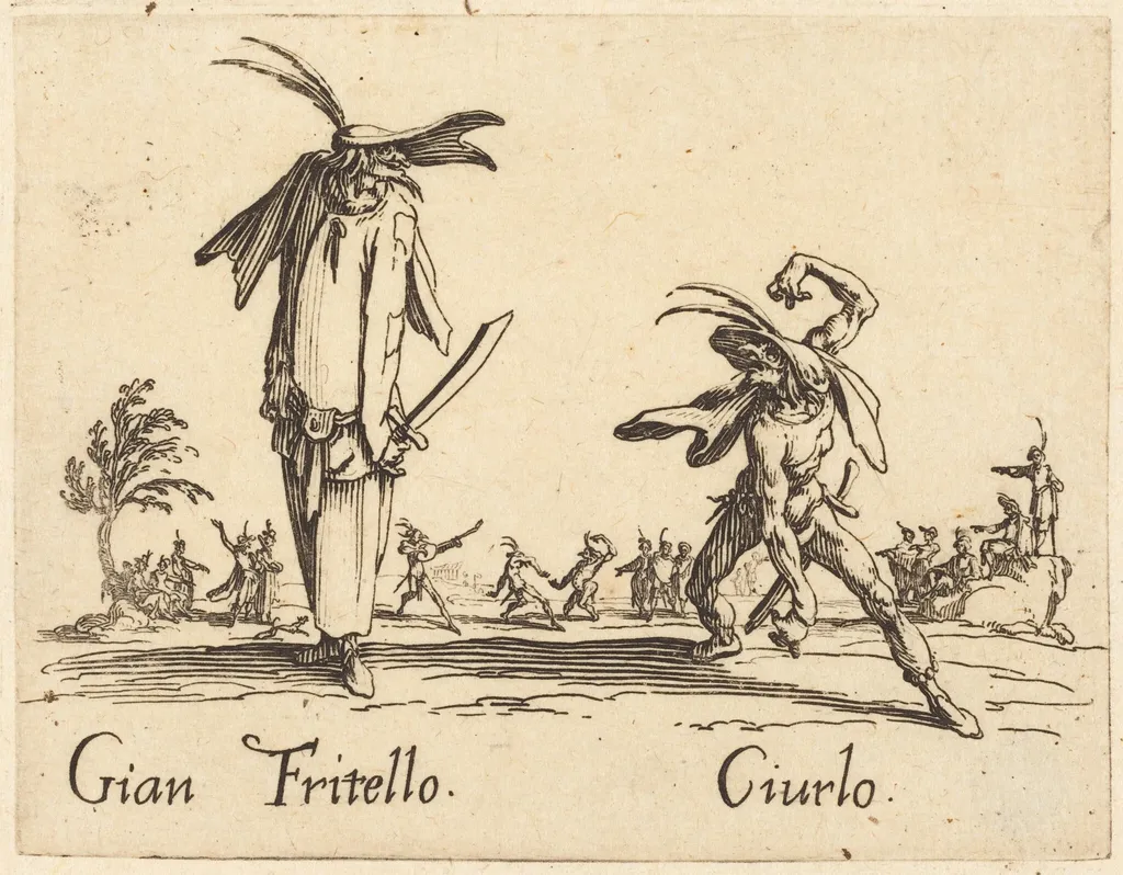 Gian Fritello and Ciurlo, by Jacques Callot, ink, 1622