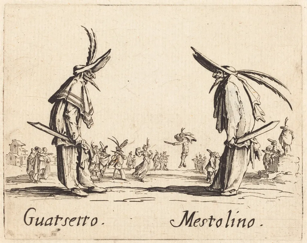 Guatsetto and Mestolino, by Jacques Callot, ink, 1622