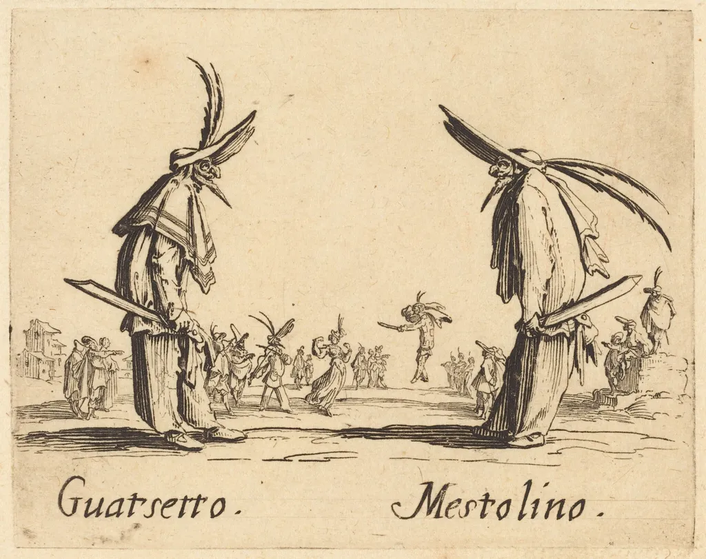 Guatsetto and Mestolino, by Jacques Callot, ink, 1622