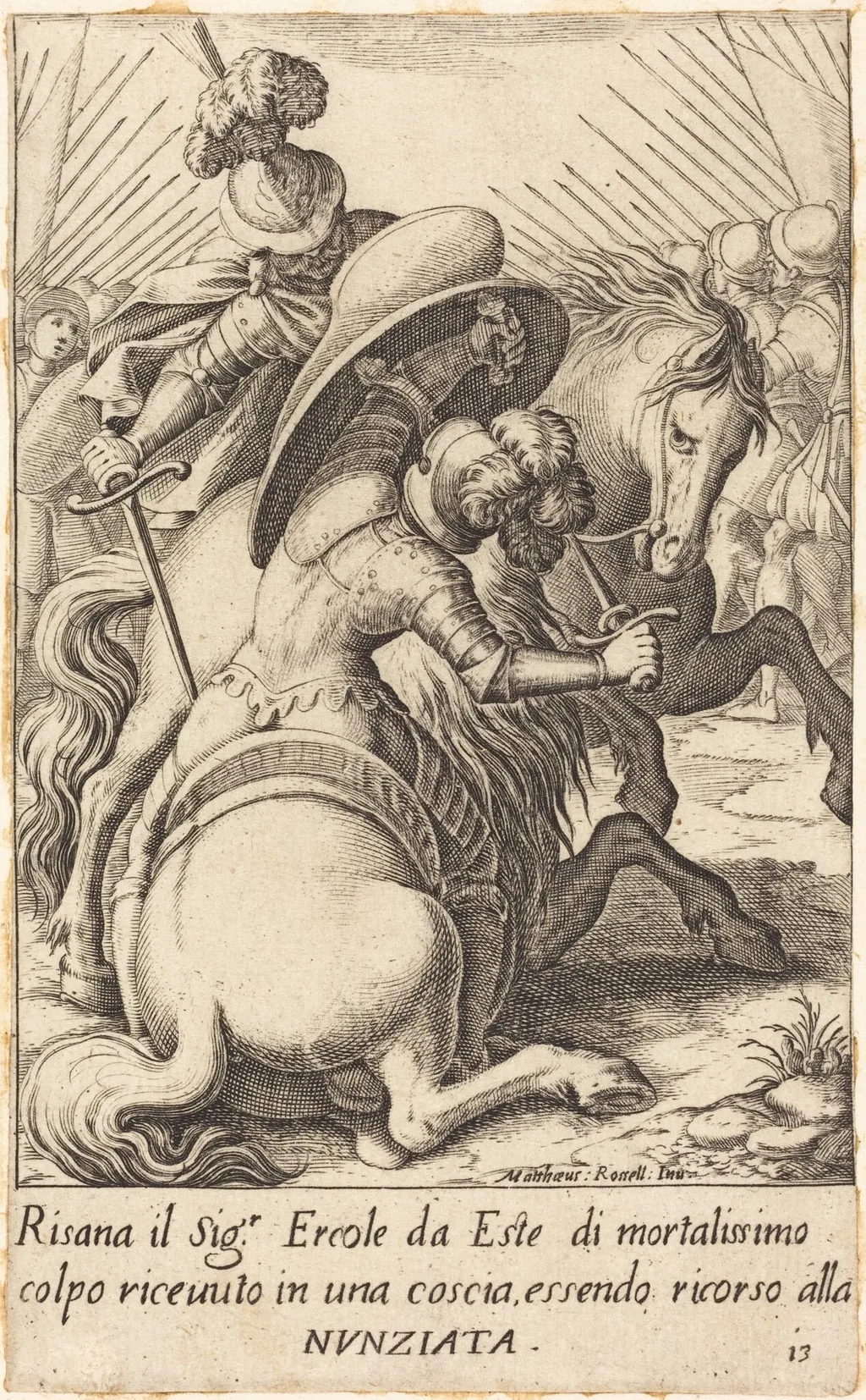 Hercule d'Este, by Jacques Callot, ink, 1619