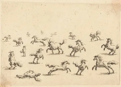 Horses Running, by Jacques Callot