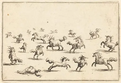 Horses Running, by Jacques Callot
