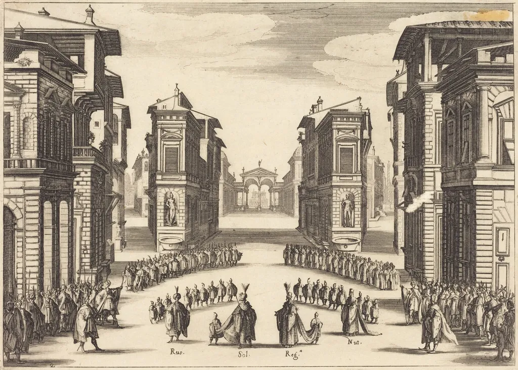 Il Solimano, Act II, by Jacques Callot, ink, 1620