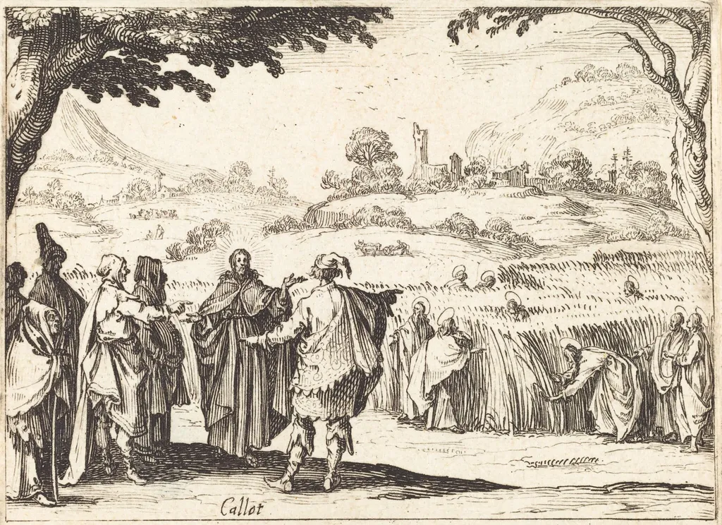 Jesus with the Pharisees, by Jacques Callot, ink, 1635
