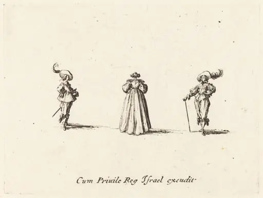 Lady Seen from Behind, and Two Gentlemen, by Jacques Callot