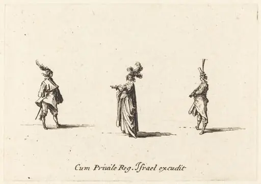 Lady with Plumed Hat, and Two Gentlemen, by Jacques Callot