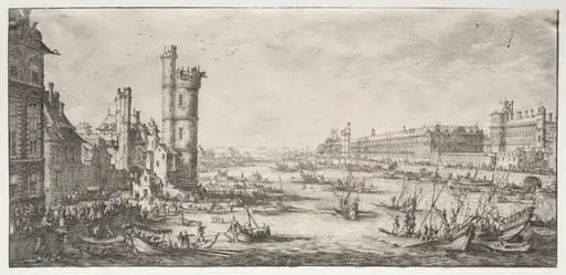 Les deux grandes vues de Paris: Vue du Louvre, by Jacques Callot