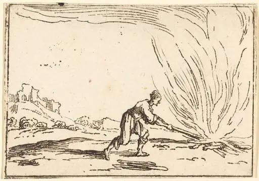 Man Attending a Fire, by Jacques Callot