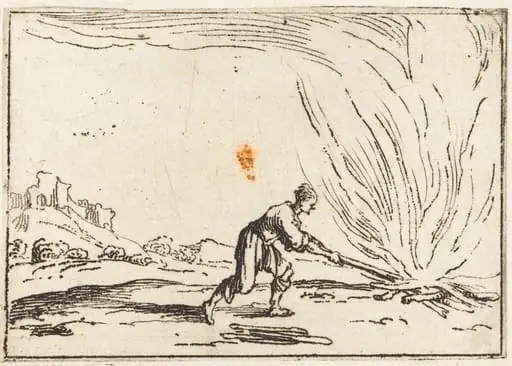 Man Attending a Fire, by Jacques Callot