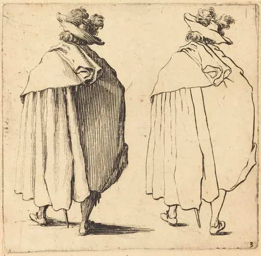 Man in Cloak, Seen from Behind, by Jacques Callot