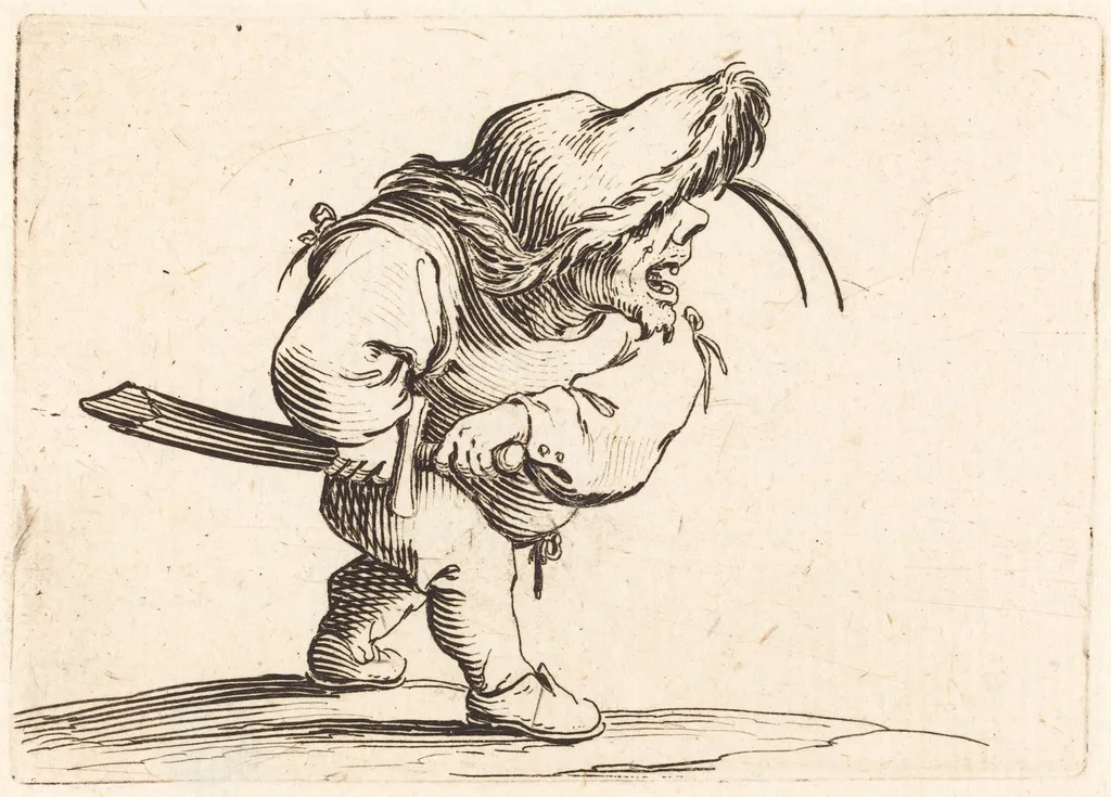 Man Preparing to Draw his Sword, by Jacques Callot, ink, 1622