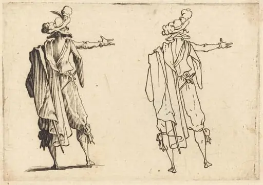 Man seen from Behind with His Right Arm Extended, by Jacques Callot