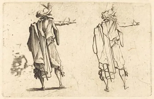 Man seen from Behind with His Right Arm Extended, by Jacques Callot