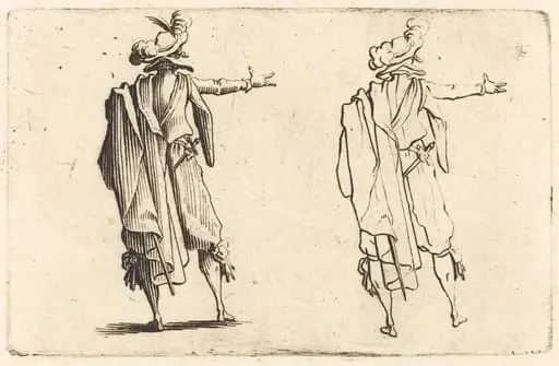 Man seen from Behind with His Right Arm Extended, by Jacques Callot