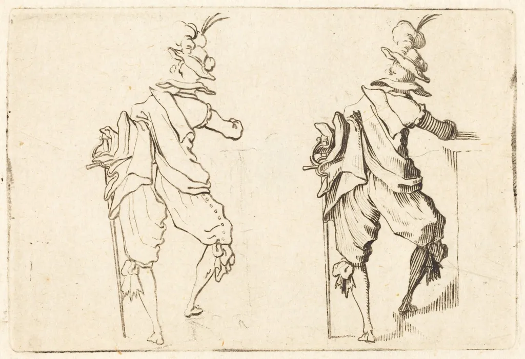 Man with Sword, by Jacques Callot, ink, 1622
