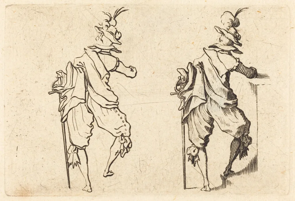 Man with Sword, by Jacques Callot, ink, 1622
