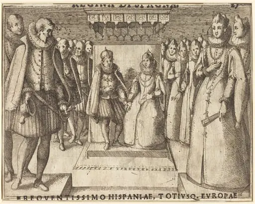 Meeting of Margaret of Austria and Philip III [recto], by Jacques Callot
