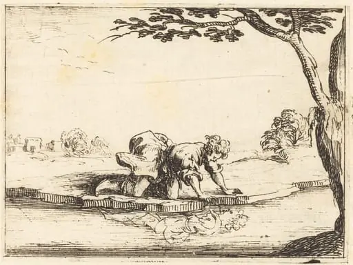 Narcissus Looking in the Water, by Jacques Callot