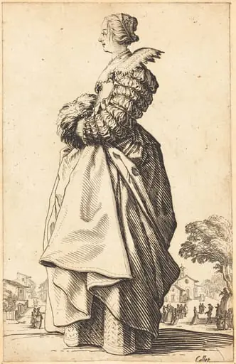 Noble Woman in Profile with her Hands in a Muff, by Jacques Callot