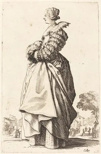 Noble Woman in Profile with her Hands in a Muff, by Jacques Callot