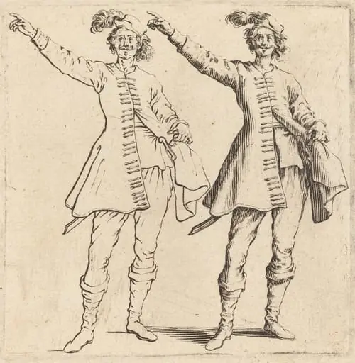 Officer, with Arm Extended, Front View, by Jacques Callot