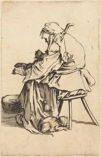 Old Woman with Cats, by Jacques Callot