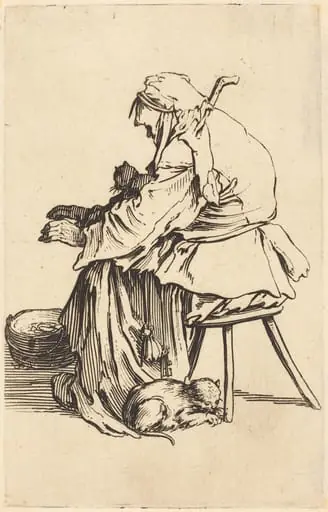 Old Woman with Cats, by Jacques Callot