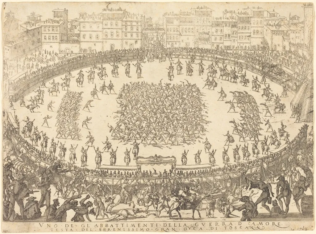 One of the Infantry Combats, by Jacques Callot, ink, 1616