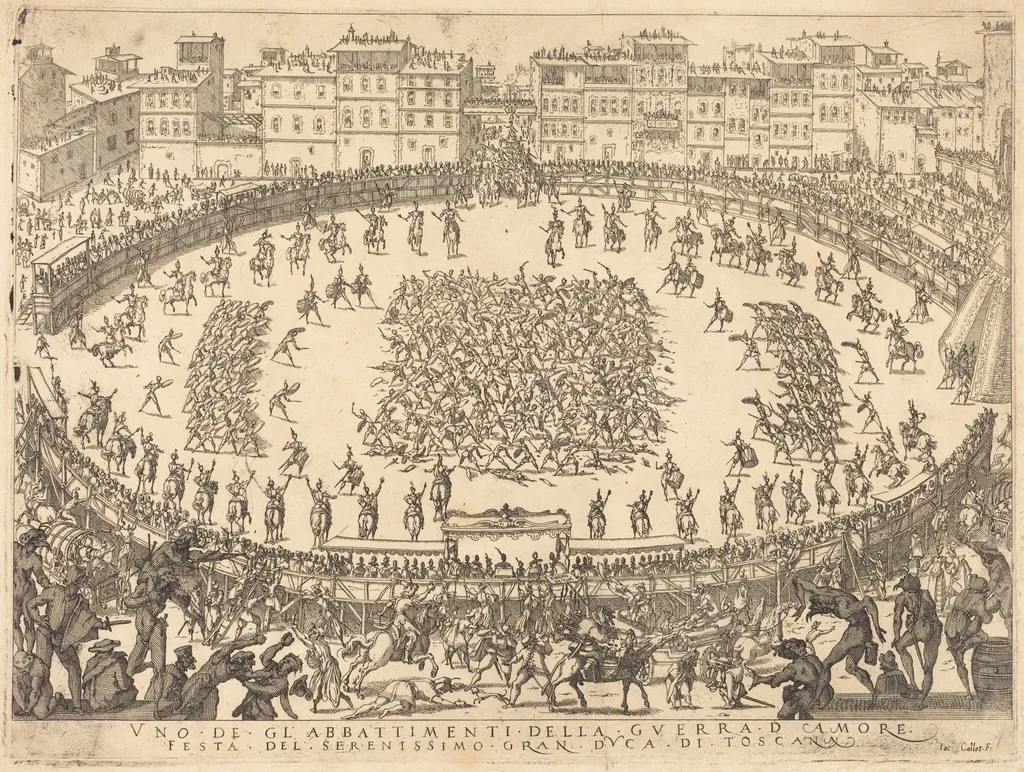 One of the Infantry Combats, by Jacques Callot, ink, 1616