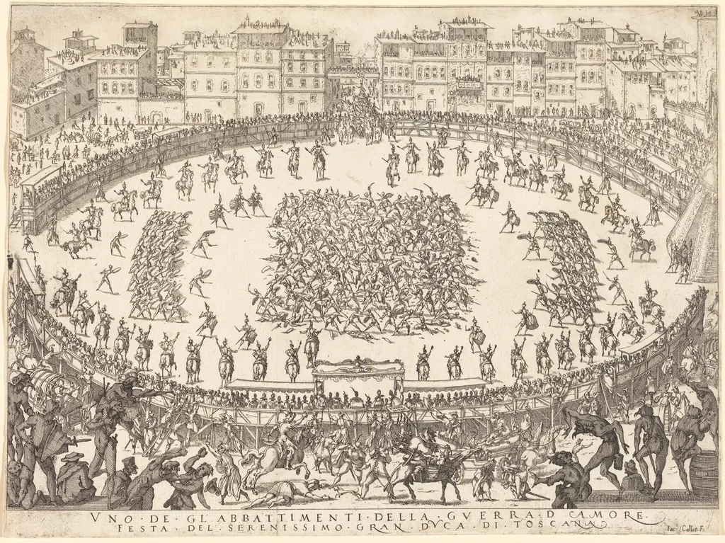 One of the Infantry Combats, by Jacques Callot, ink, 1616