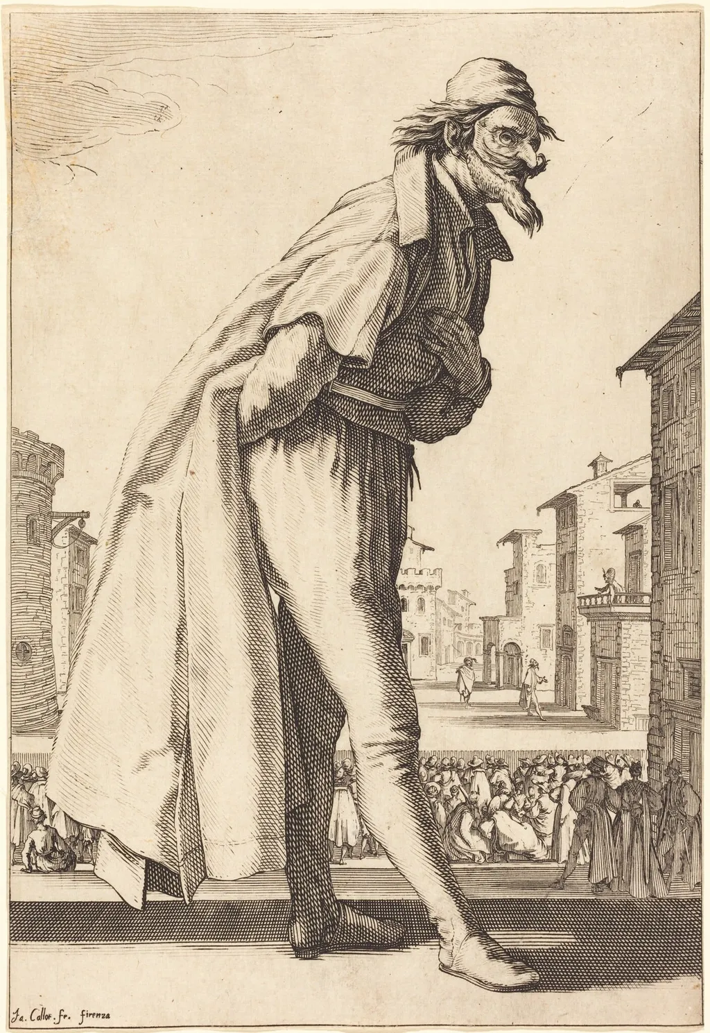 Pantalone, by Jacques Callot, ink, 1619