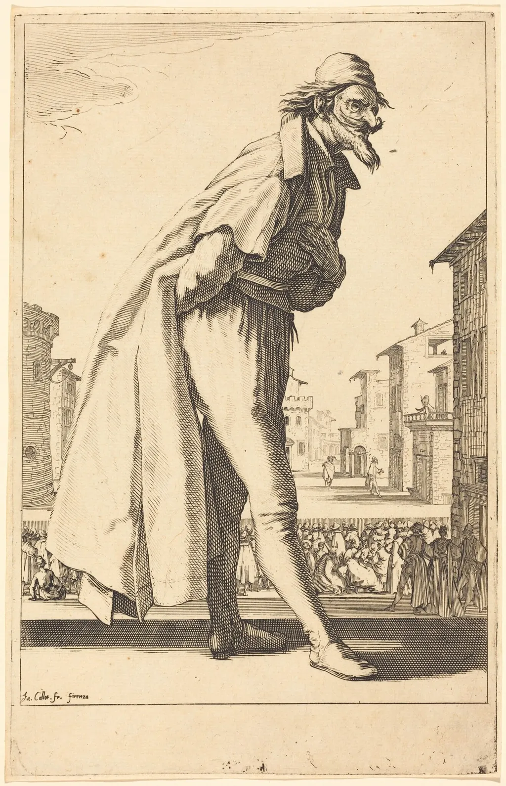 Pantalone, by Jacques Callot, ink, 1619